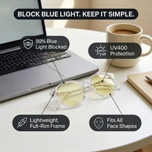 Litez Simple Blue Light Blocking Glasses — UV400, Clear Frame, 3 Lens Colors