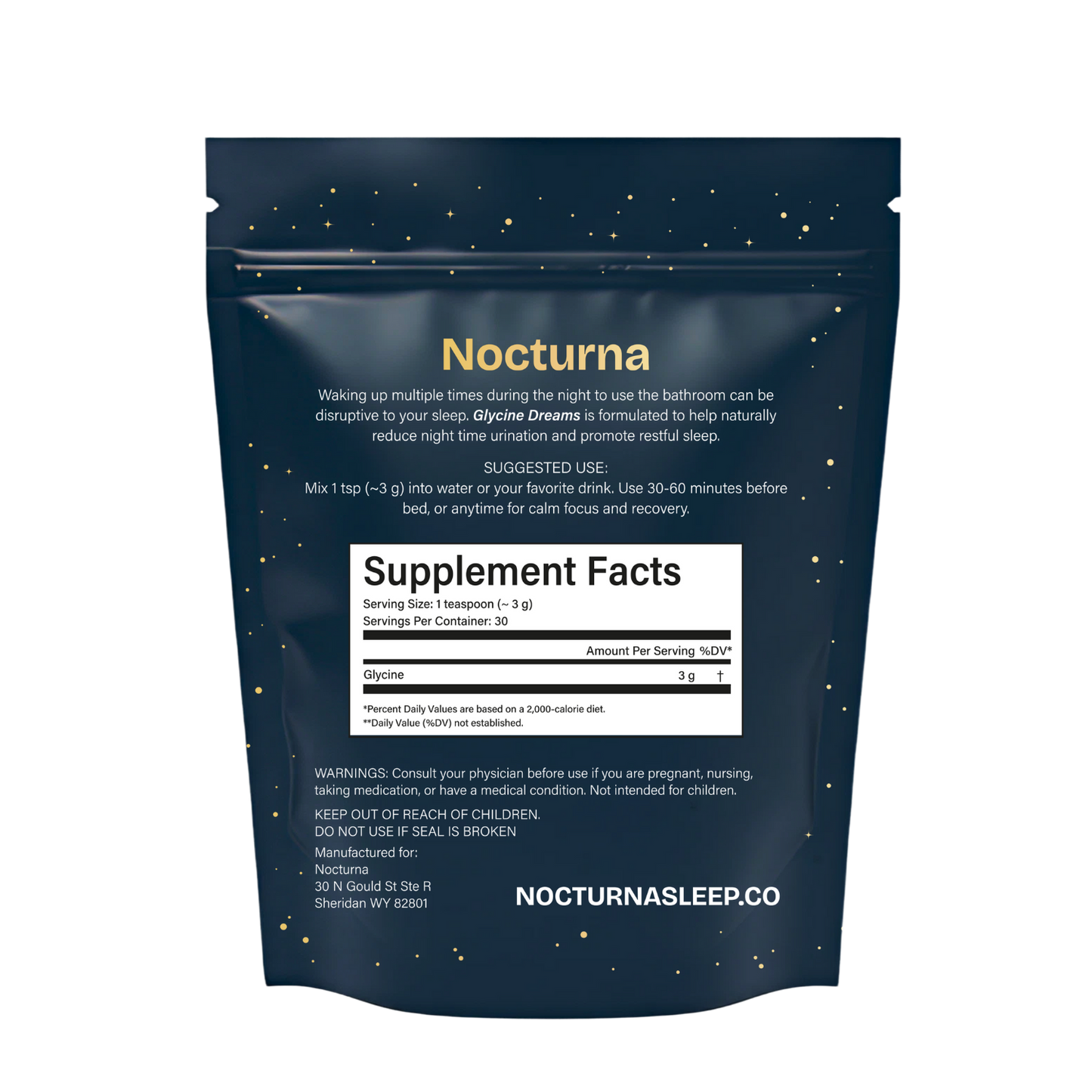 Glycine Sleep Supplement — wholesale case packs, product photo on a white background, front view.