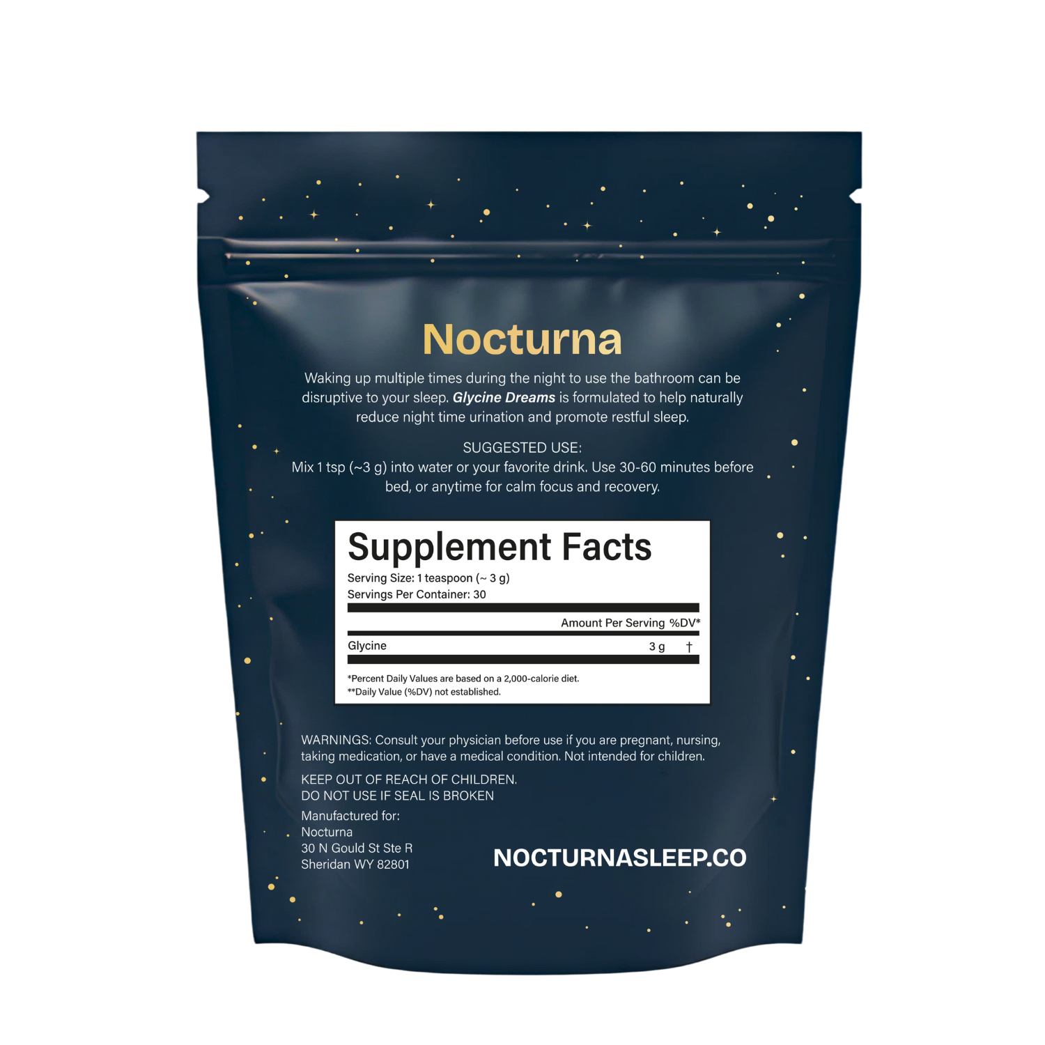 Glycine Sleep Supplement — wholesale case packs, product photo on a white background, front view.