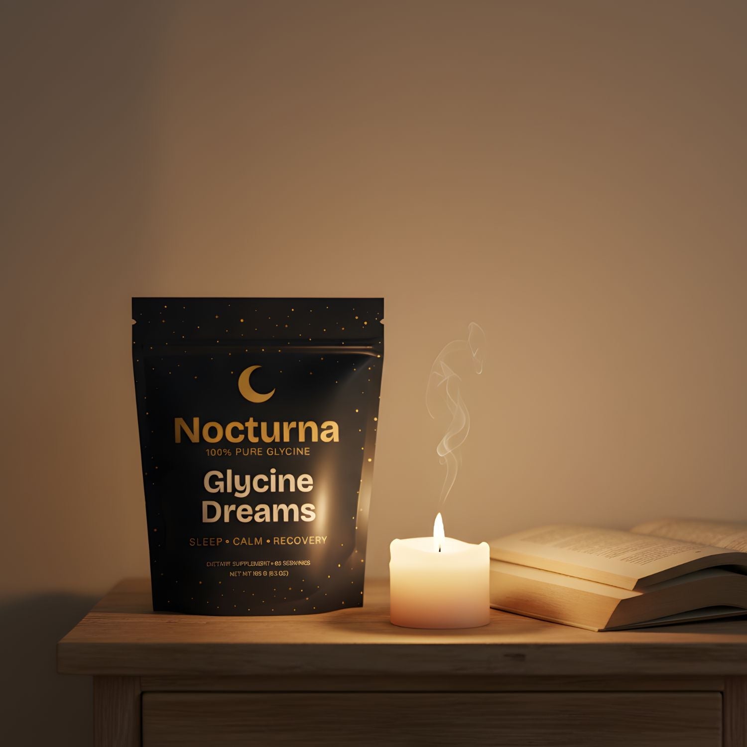 Glycine Sleep Supplement — wholesale case packs, product photo on a white background, back view.