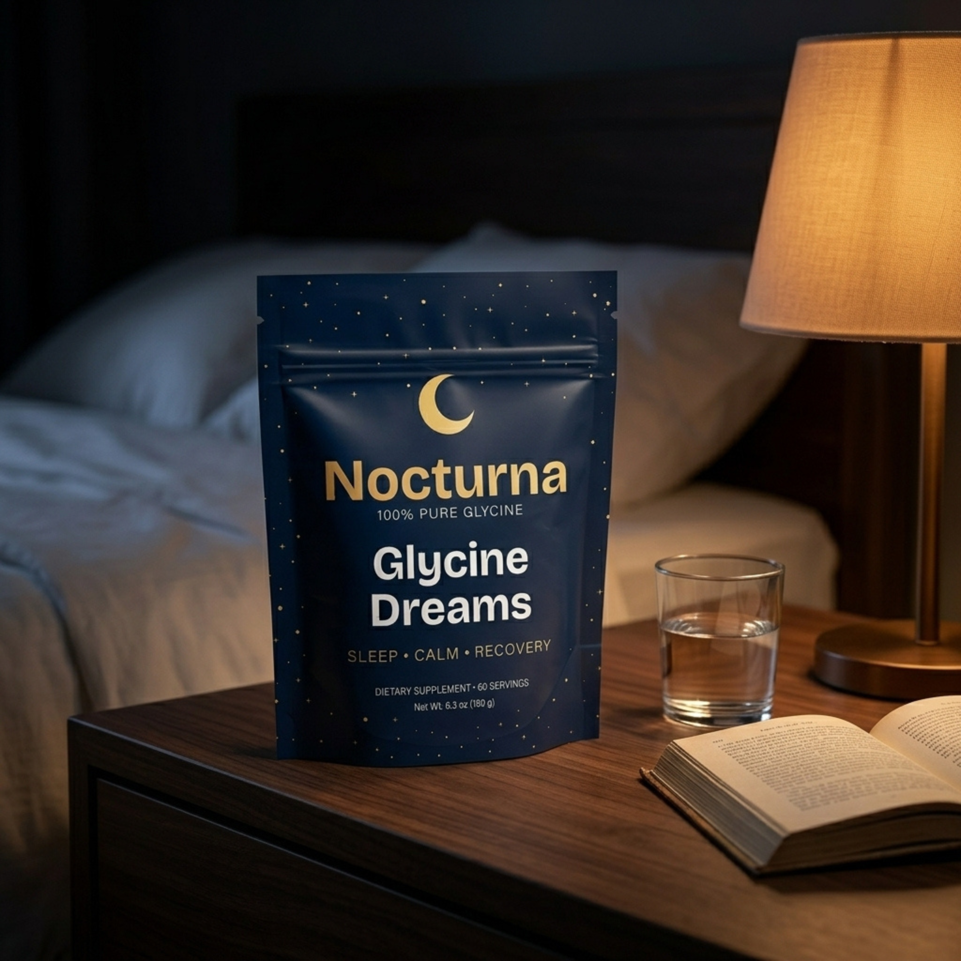 Glycine Sleep Supplement — product photo on a white background, close-up view.