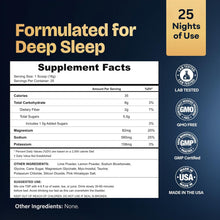 Nocturna Sleep Formula #9 Supplement Facts label — Astral Lemon, 25 servings, glycine, myo-inositol, creatine, taurine, magnesium, potassium, sea salt