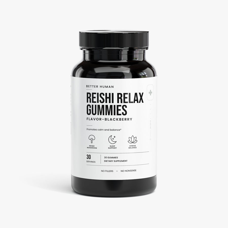 Reishi Relax Gummies, product photo on a white background.