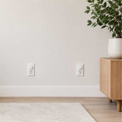 Round Outlet Covers — lifestyle photo showing the cover installed in a home outlet.