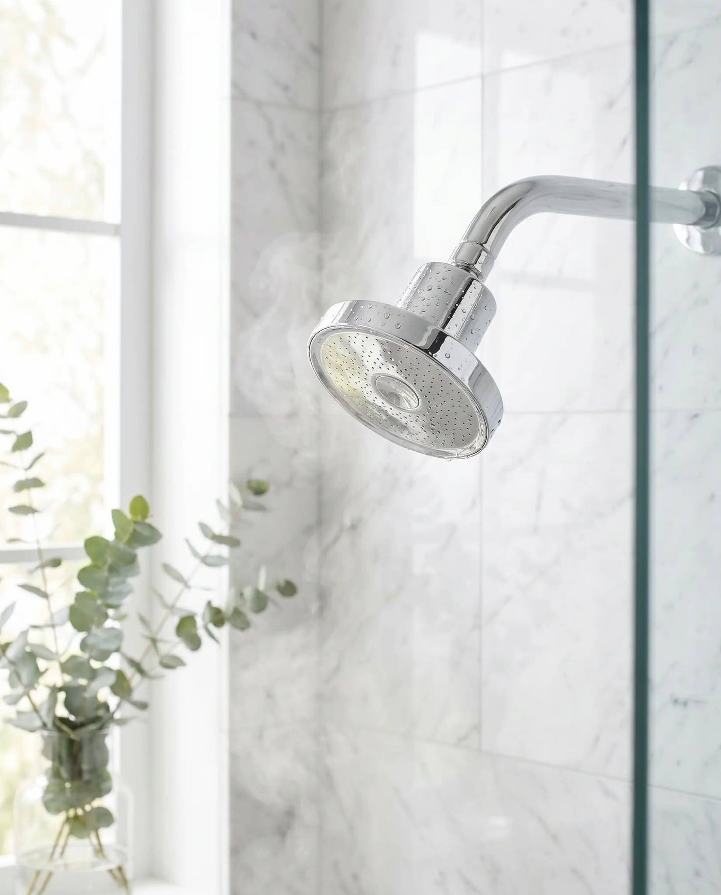 Shower Head Filter, Silver finish, lifestyle photo showing the product in use.