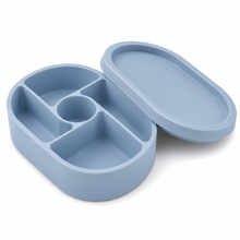 Silicone Bento Box — Ocean Blue, product photo on a white background.