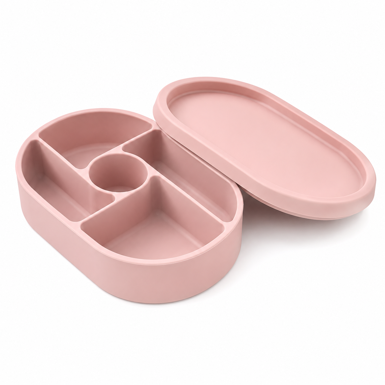 Silicone Bento Box — Pale Mauve, product photo on a white background.