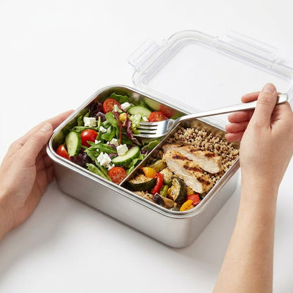 Stainless Steel Food Container — product photo on a white background, side view.