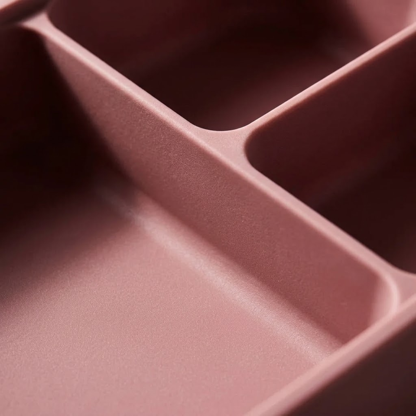 Silicone Food Storage Container, Trio configuration, Blush Pink — close-up zoom detail view.