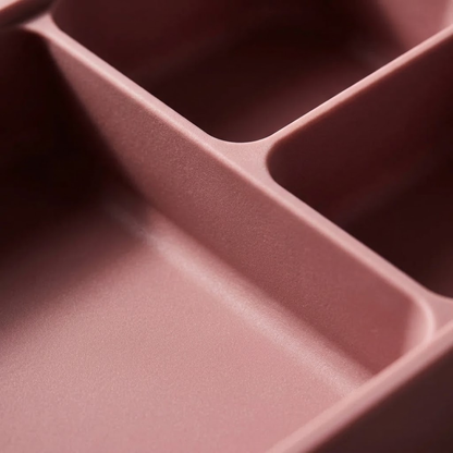Silicone Food Storage Container, Trio configuration, Blush Pink — close-up zoom detail view.