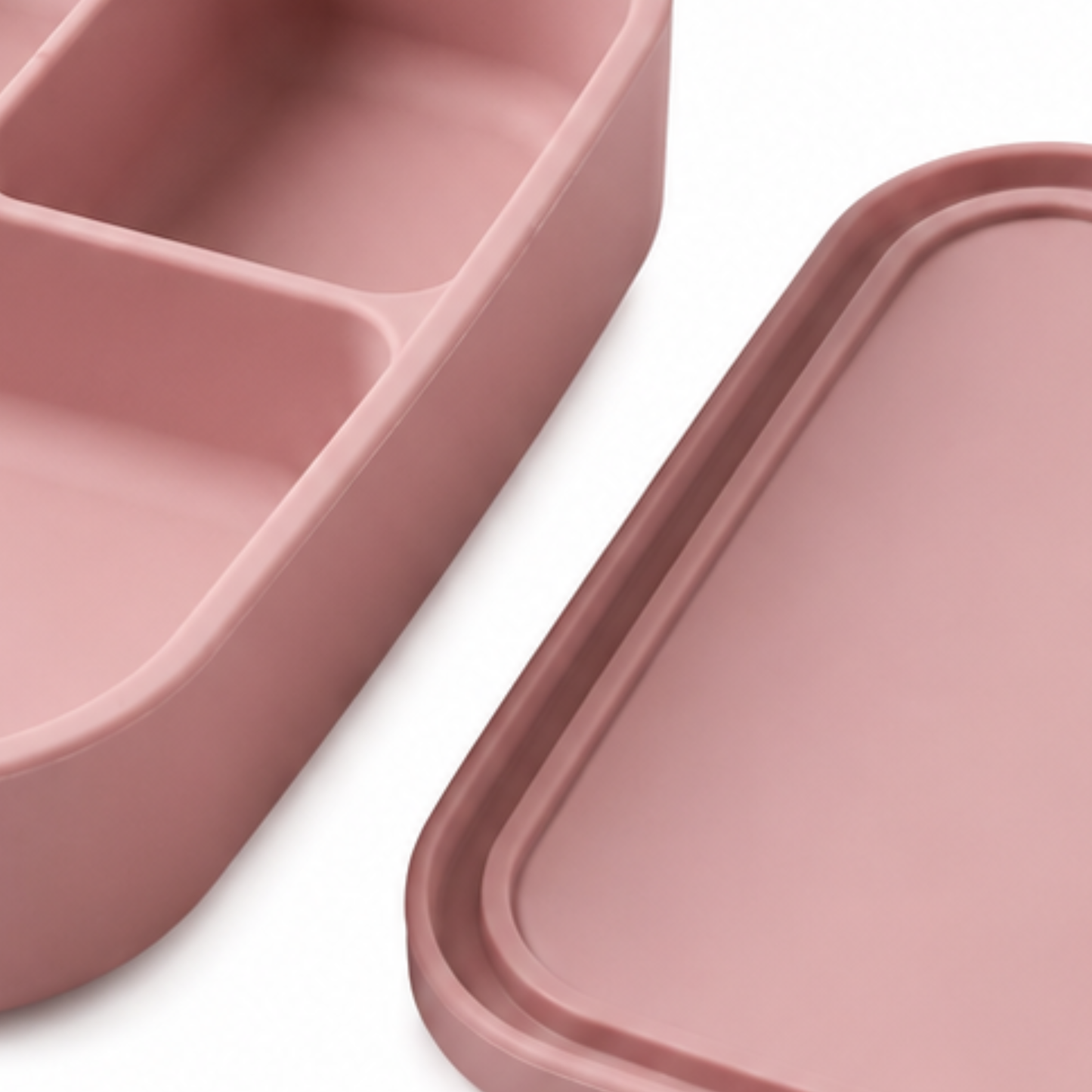 Silicone Food Storage Container, Trio configuration, Blush Pink — close-up zoom detail view.