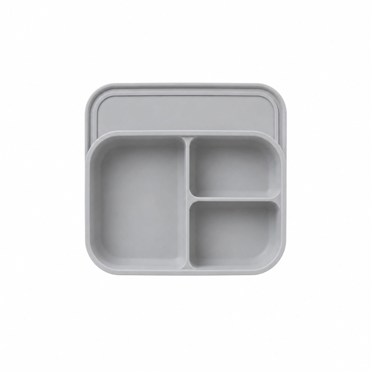 Silicone Food Storage Container, Trio configuration, Slate Gray, product photo on a white background.