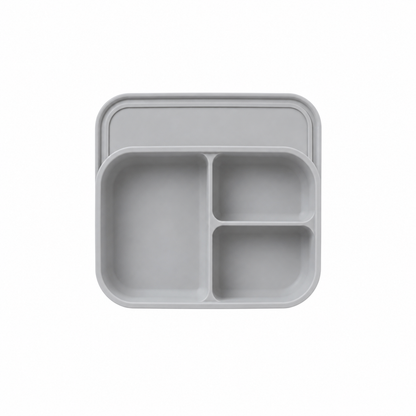 Silicone Food Storage Container, Trio configuration, Slate Gray, product photo on a white background.