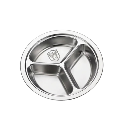 Steely Kids Divided Plate, Benz design, product photo on a white background.