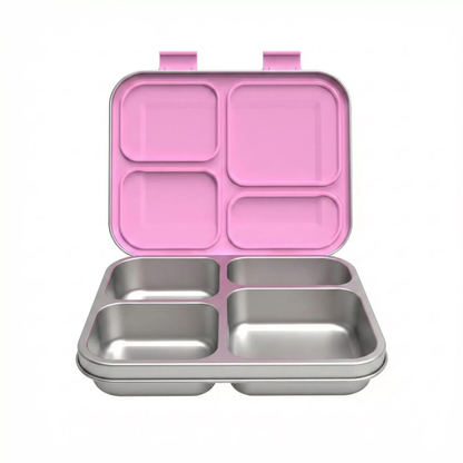 Stainless Steel Lunchbox — Quad Blush Pink, product photo on a white background.