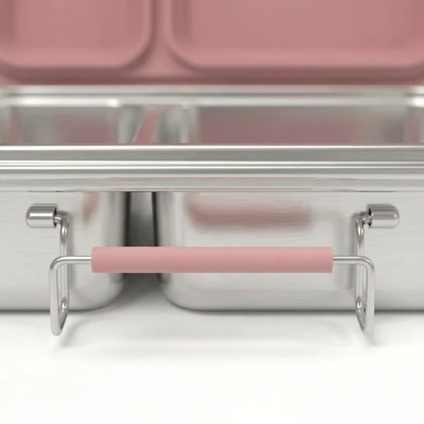 Stainless Steel Lunchbox — close-up detail view of the handle and latch.
