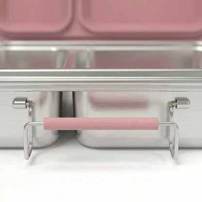 Stainless Steel Lunchbox — close-up detail view of the handle and latch.