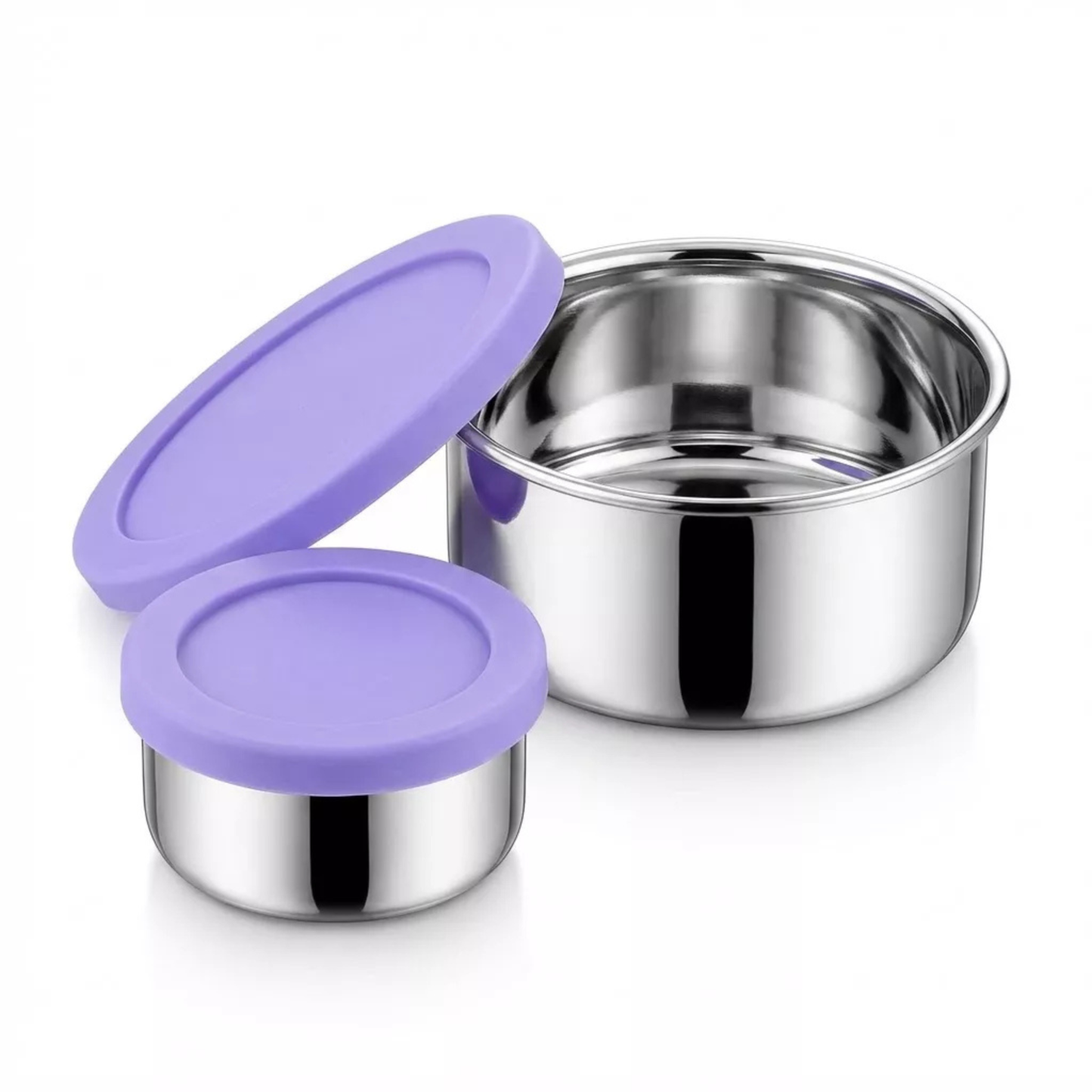 Stainless Steel Snack Containers — Violet, product photo on a white background.