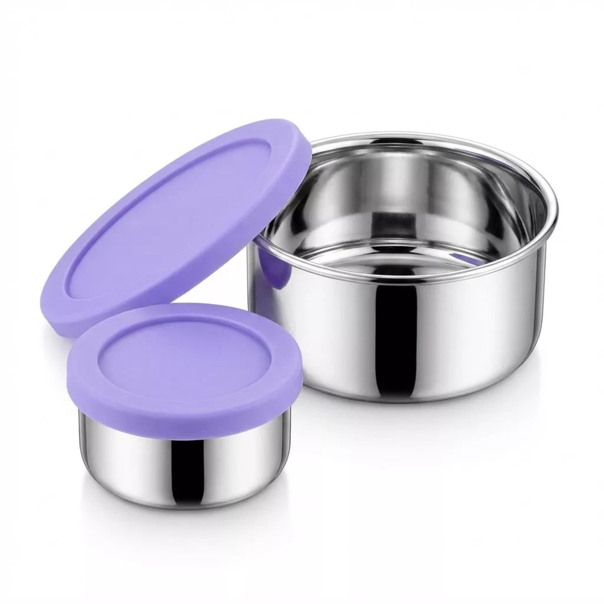 Stainless Steel Snack Containers — Violet, product photo on a white background.