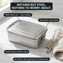 Steely Pure Food Storage, front view product photo on a white background.