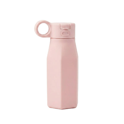 Silicone Water Bottle — Blush Pink, product photo on a white background.