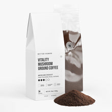 Vitality Mushroom Coffee, front view product photo on a white background.